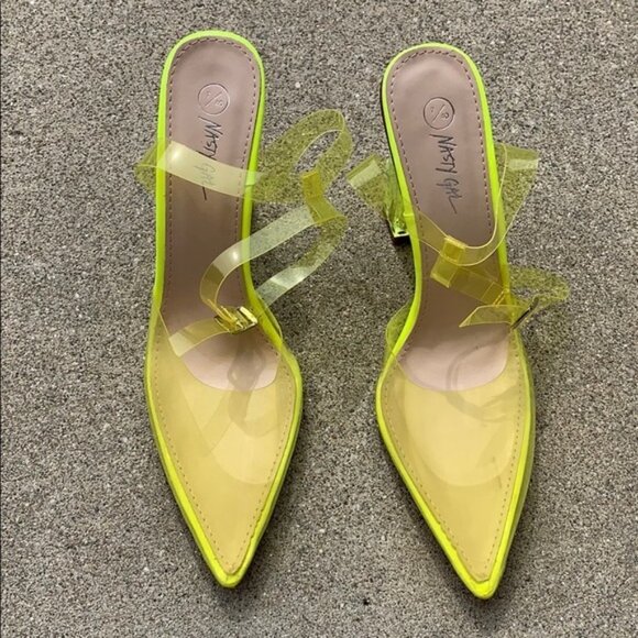 Nasty Gal neon yellow plastic clear pointed heels - Picture 4 of 6
